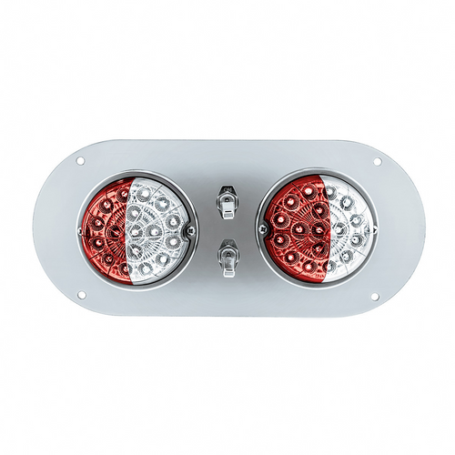 304 SS Above Door Dome Light Kit With 2 X 17 LED Double Fury Watermelon For KW & PB Trucks-Red & White LED