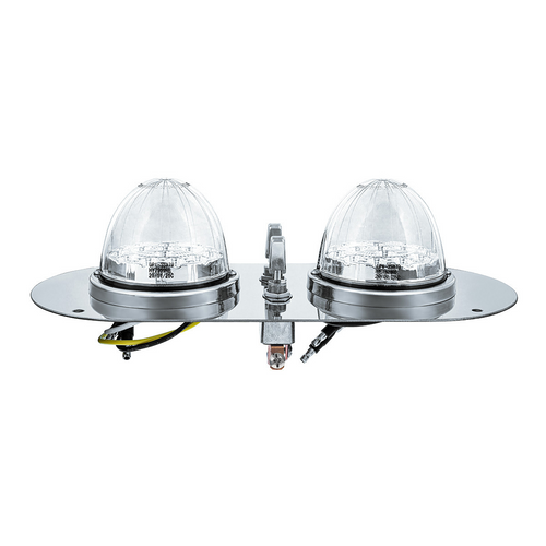 304 SS Above Door Dome Light Kit With 2 X 17 LED Double Fury Watermelon For KW & PB Trucks-Red & White LED