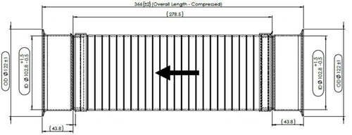 14.41" X 4" Exhaust Flex, D3S, Fits Freightliner Columbia, Cascadia Stainless Steel *** Clamps & Gaskets included ***