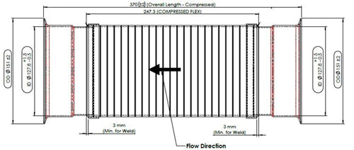 14.57" X 5" Exhaust Flex, D3S, Fits Freightliner Stainless Steel