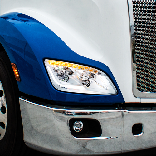 Chrome LED Headlight W/Sequential LED Turn Signal For Peterbilt 579 (2012-21) & 587 (2010-16) - Passenger