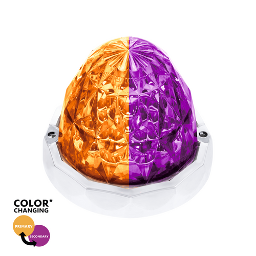 Double Fury 19 LED Dual Function Crystal Watermelon Light With Chrome Bezel-Amber & Red LED/Clear Lens