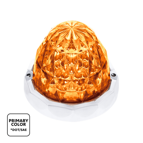 Double Fury 19 LED Dual Function Crystal Watermelon Light With Chrome Bezel-Amber & Red LED/Clear Lens