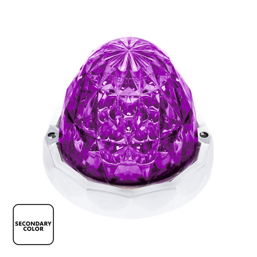 Double Fury 19 LED Dual Function Crystal Watermelon Light With Chrome Bezel-Amber & Red LED/Clear Lens