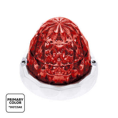 Double Fury 19 LED Dual Function Crystal Watermelon Light With Chrome Bezel-Red & White LED/Clear Lens