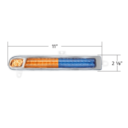 Double Fury 78 LED Turn Signal Light For 2008-2024 Peterbilt 389-Amber & Blue,Driver