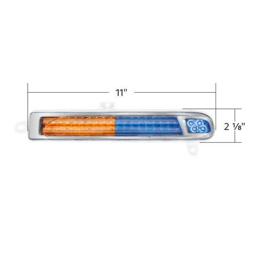 Double Fury 78 LED Turn Signal Light For 2008-2024 Peterbilt 389-Amber & Blue,Passenger