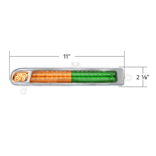 Double Fury 78 LED Turn Signal Light For 2008-2024 Peterbilt 389-Amber & Green,Driver