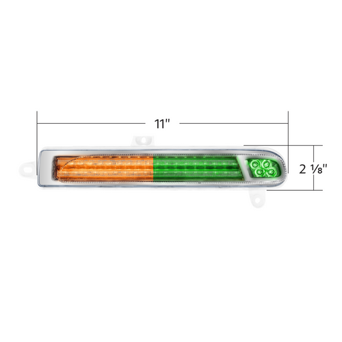 Double Fury 78 LED Turn Signal Light For 2008-2024 Peterbilt 389-Amber & Green,Passenger