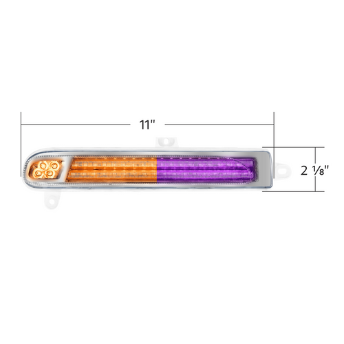 Double Fury 78 LED Turn Signal Light For 2008-2024 Peterbilt 389-Amber & Purple,Driver