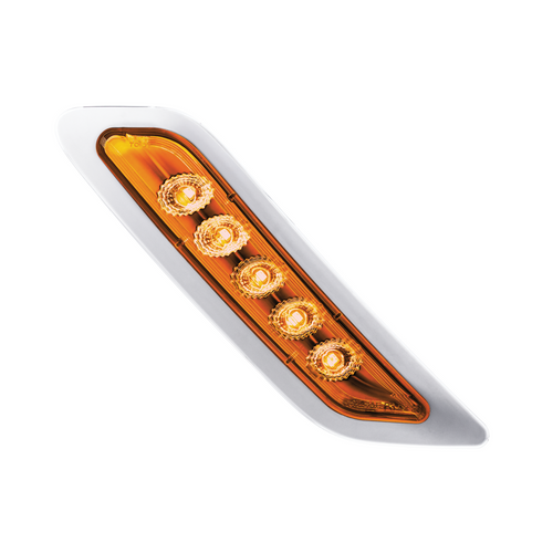 Double Fury 5 LED Door Turn Signal Light For 2012-2021 Peterbilt 579-Amber & Blue LED, Driver