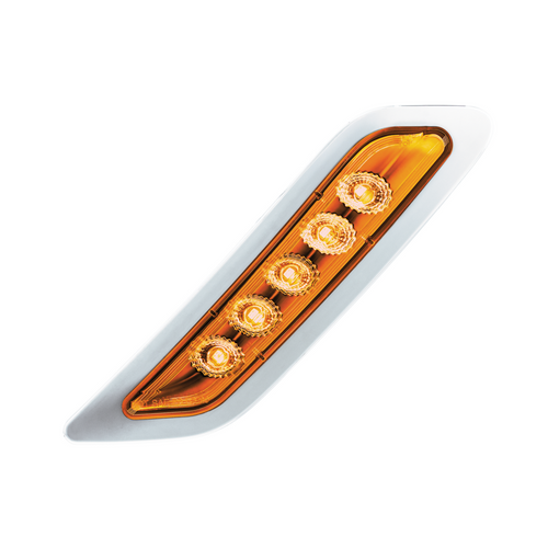 Double Fury 5 LED Door Turn Signal Light For 2012-2021 Peterbilt 579-Amber & Blue LED, Passenger