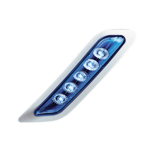 Double Fury 5 LED Door Turn Signal Light For 2012-2021 Peterbilt 579-Amber & Blue LED, Passenger