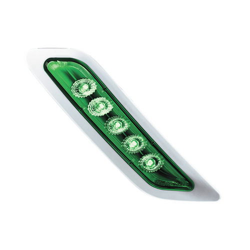 Double Fury 5 LED Door Turn Signal Light For 2012-2021 Peterbilt 579-Amber & Green LED, Driver