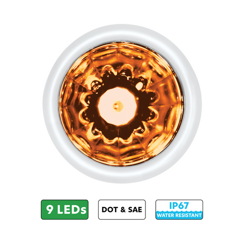 UltraBurst 9 LED Dual Function 1-1/2" Watermelon Clearance/Marker Light-Amber LED/Amber Lens