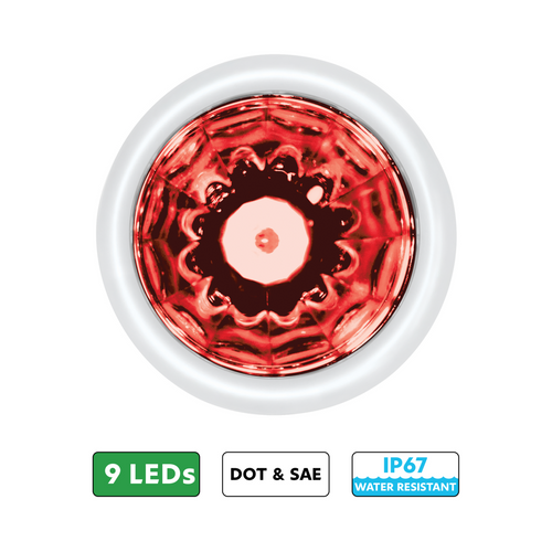 UltraBurst 9 LED Dual Function 1-1/2" Watermelon Clearance/Marker Light-Red LED/Red Lens