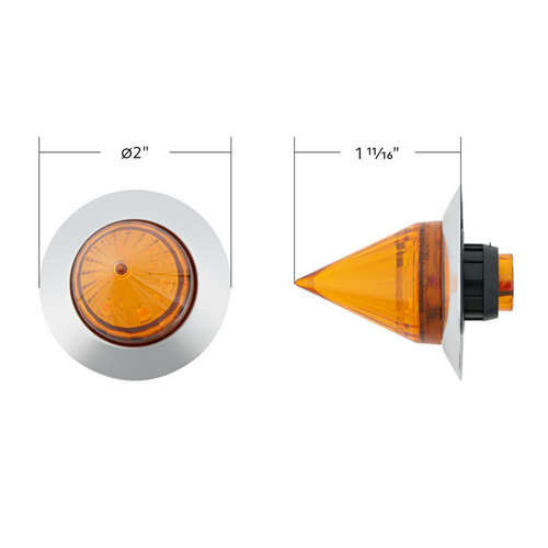 6 LED Dual Function 1-1/4" Spike Light With Stainless Steel Bezel(Clearance/Marker)-Amber LED/Amber Lens