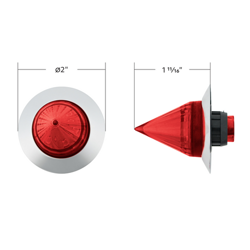 6 LED Dual Function 1-1/4" Spike Light With Stainless Steel Bezel(Clearance/Marker)-Red LED/Red Lens