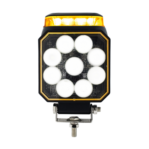 High Power 9 LED Work Light With Amber Strobe Light