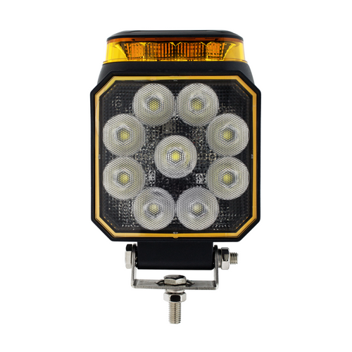 High Power 9 LED Work Light With Amber Strobe Light