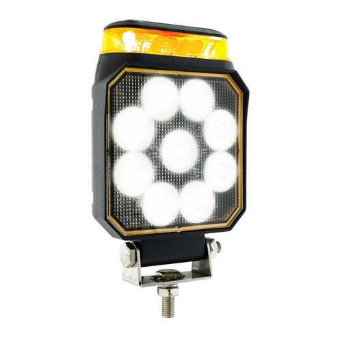 High Power 9 LED Work Light With Amber Strobe Light