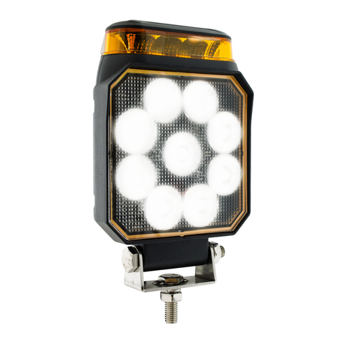 High Power 9 LED Work Light With Amber Strobe Light