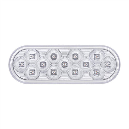 13 LED 6" Oval Double Fury (Stop, Turn & Tail) With Warning Light - Red & Amber LED/Clear Lens