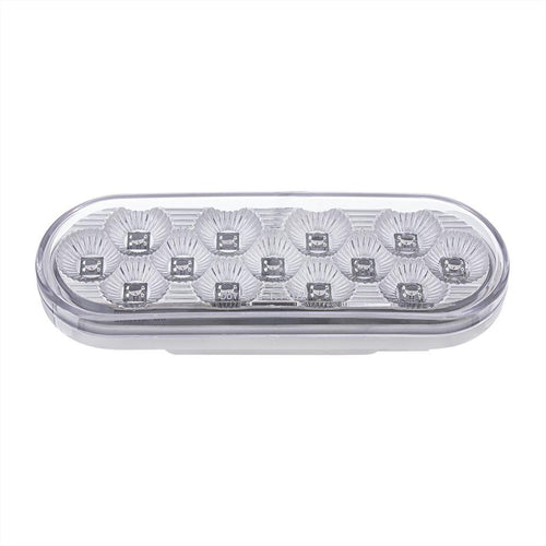 13 LED 6" Oval Double Fury (Stop, Turn & Tail) With Warning Light - Red & Amber LED/Clear Lens