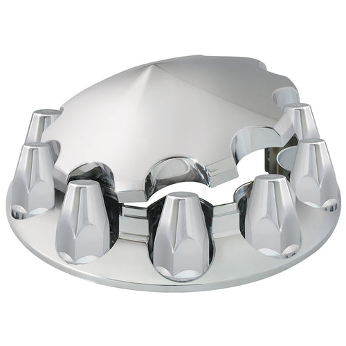 Grand General Chrome Plastic Front Axle Cover Set with Locking Tabs 33mm x 3" H  Screw-On Classic
