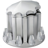 Chrome Plastic Rear Axle Cover Sets with Locking Tabs Most 10-lug 20", 22.5" and 24.5" wheels : Screw-On Classic