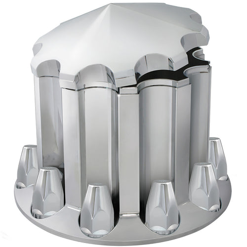 Chrome Plastic Rear Axle Cover Sets with Locking Tabs Most 10-lug 20", 22.5" and 24.5" wheels : Screw-On Classic
