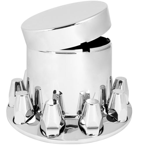 Grand General Chrome Plastic ABS Rear Axle Cover Set 33mmx3-1/4" H. Screw-On