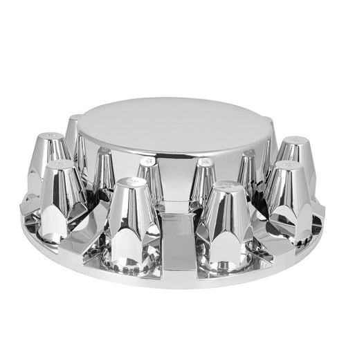 Grand General Chrome Plastic Front Axle Cover Set with Locking Tabs 33mm x 3-1/4" Screw-On Classic