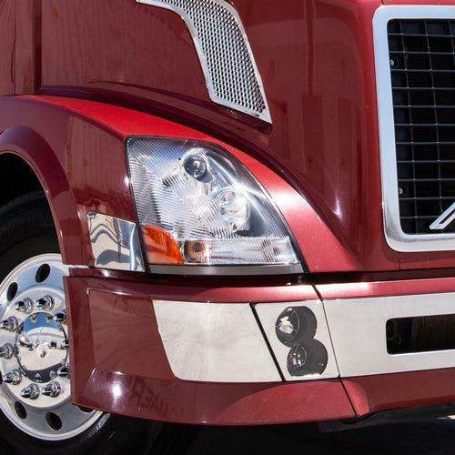 Chrome Front Aero-Style Bumper Trim For 2015-2017 Volvo VNL -Driver