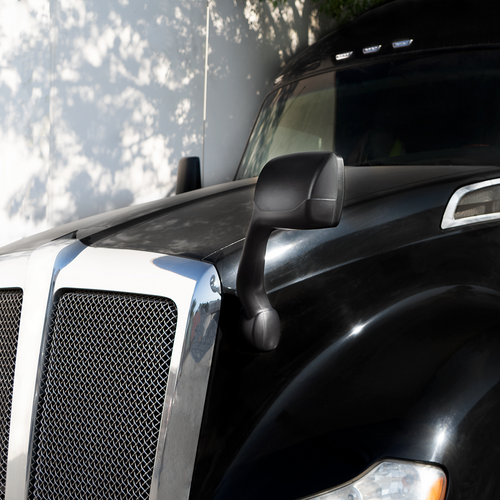 Black Hood Mirror For 2013-2021 Kenworth T680 & 2012-2021 Peterbilt 579-Passenger