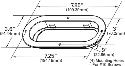 Theft-Resistant Mounting Flange For 6" Oval Satinless steel