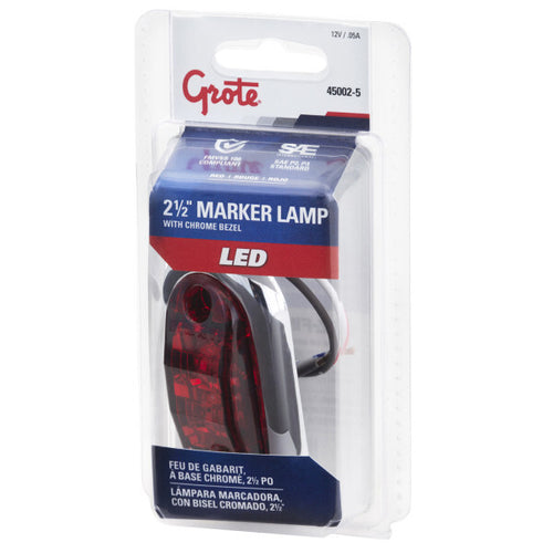 Red 2 1/2" Oval LED Clearance Marker Lights