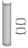 Lincoln Chrome 5" Vertical Slot Perforated 180 Degree Heat Shields Stainless Steel (Each ) 2 Clamps