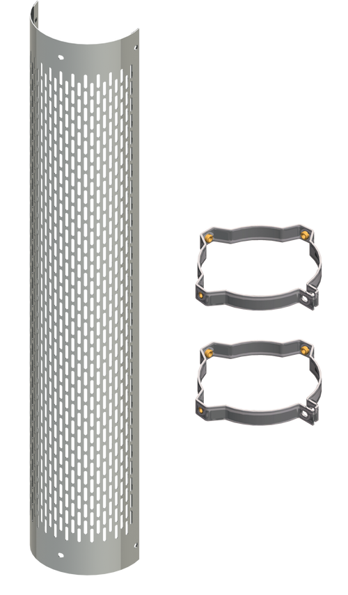 Lincoln Chrome 5" Vertical Slot Perforated 180 Degree Heat Shields Stainless Steel (Each ) 2 Clamps