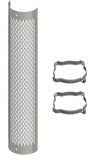 Lincoln Chrome 6" Vertical Slot Perforated 180 Degree Heat Shields Stainless Steel (Each ) 2 Clamps