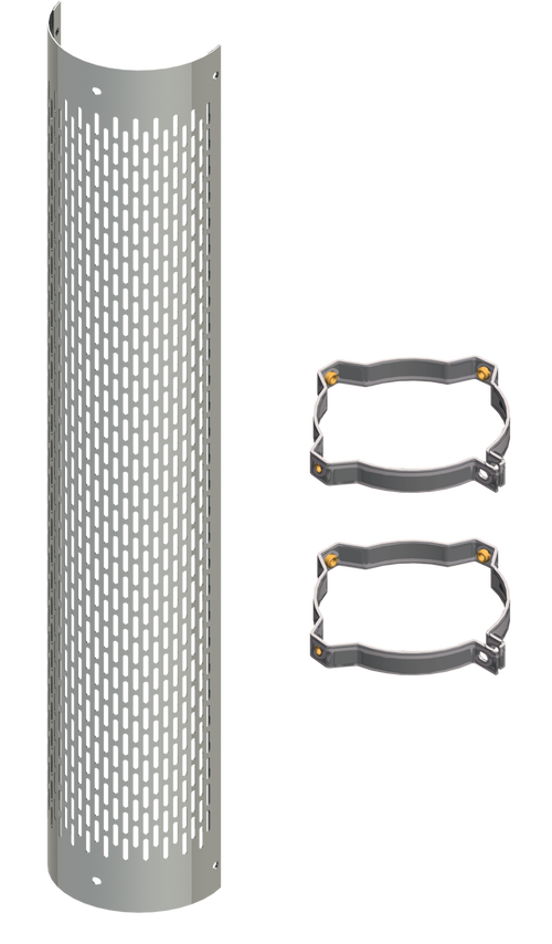 7" Vertical Slot Perforated 180 Degree Heat Shields 180 Degree Heat Shields (Each ) 2 Clamps
