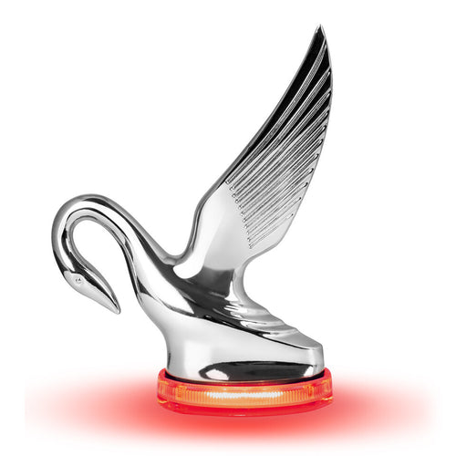 Grand General  Red/Red Classic Swan Hood Ornament with LED Glow Base