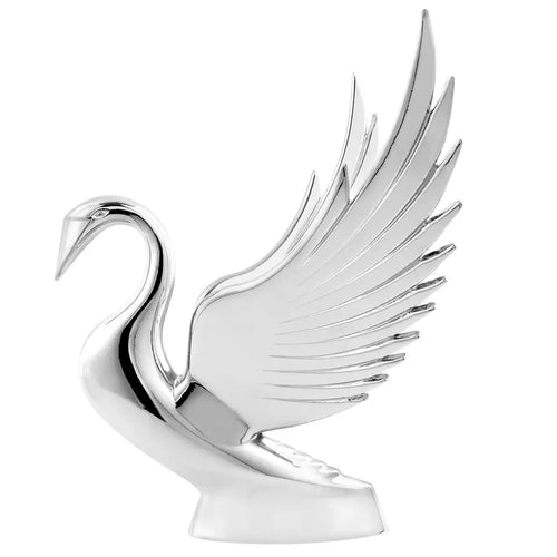 Chrome Deluxe Swan with Windrider Wings Hood Ornament