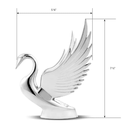 Chrome Deluxe Swan with Windrider Wings Hood Ornament