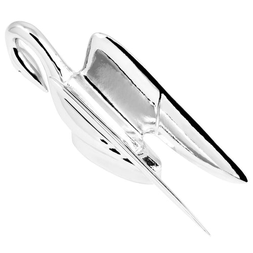 Chrome Classic Swan with Wonderwings Hood Ornament Size: 7-7/8" L x 3-13/16" H Overall. 3-3/8" L x 1-1/8" W Mounting base. 2-1/4" Wingspan width