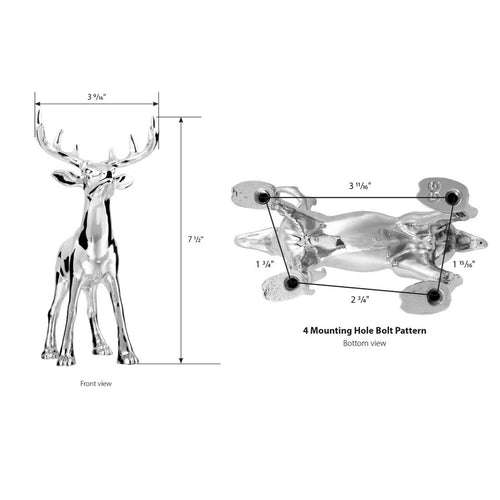 Chrome Buck Hood Ornament 7-1/16" L x 3-9/16" W x 7-1/2" H
