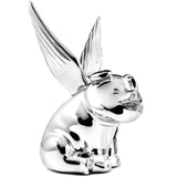 Chrome Smiling Pig With Wings Hood Ornament Size: 5-1/2" L x 4-9/16" W x 7-3/8" H