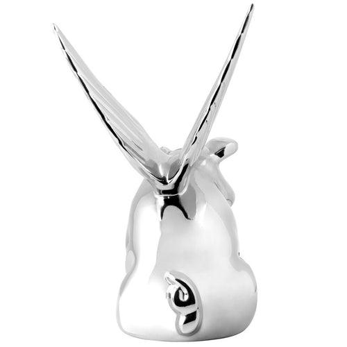 Chrome Smiling Pig With Wings Hood Ornament Size: 5-1/2" L x 4-9/16" W x 7-3/8" H