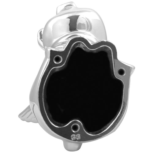 Chrome Smiling Pig With Wings Hood Ornament Size: 5-1/2" L x 4-9/16" W x 7-3/8" H