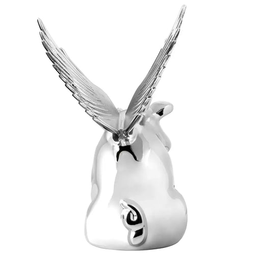 Chrome Smiling Pig with Windrider Wings Hood Ornament